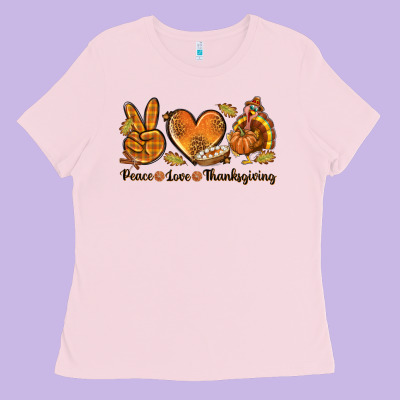 Peace Love Thanksgiving Ladies Tee Designed By Texasbilliewilder