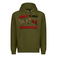 Army Green Merry Cluckin' Christmas Premium Hoodie - RanaPortraitStore