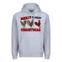 Heather Grey Merry Cluckin' Christmas Premium Hoodie - RanaPortraitStore