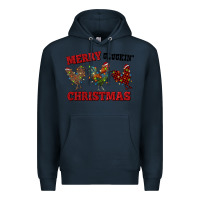 Navy Merry Cluckin' Christmas Premium Hoodie - RanaPortraitStore
