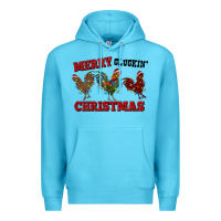 Ocean Blue Merry Cluckin' Christmas Premium Hoodie - RanaPortraitStore