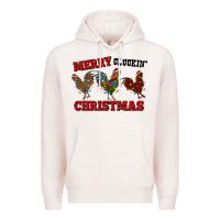 Pale Pink Merry Cluckin' Christmas Premium Hoodie - RanaPortraitStore