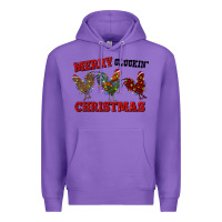 Purple Merry Cluckin' Christmas Premium Hoodie - RanaPortraitStore