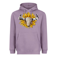 Lavender cowhide bull skull and sunflower Heavyweight Hoodie - BarkalooDesign