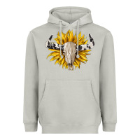 Moon Dust cowhide bull skull and sunflower Heavyweight Hoodie - BarkalooDesign