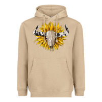 Mushroom cowhide bull skull and sunflower Heavyweight Hoodie - BarkalooDesign
