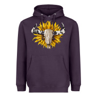 Plum cowhide bull skull and sunflower Heavyweight Hoodie - BarkalooDesign