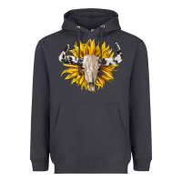 Smoke cowhide bull skull and sunflower Heavyweight Hoodie - BarkalooDesign