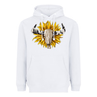 White cowhide bull skull and sunflower Heavyweight Hoodie - BarkalooDesign