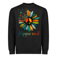 Black daisy peace sign hippie soul tshirt flower lovers gifts Heavyweight Sweatshirt - longCreatives