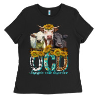 Black Obsessive Cow Disorder with Cows Ladies Tee - texasbilliewilder
