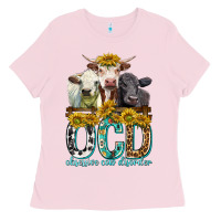 Bubblegum Pink Obsessive Cow Disorder with Cows Ladies Tee - texasbilliewilder