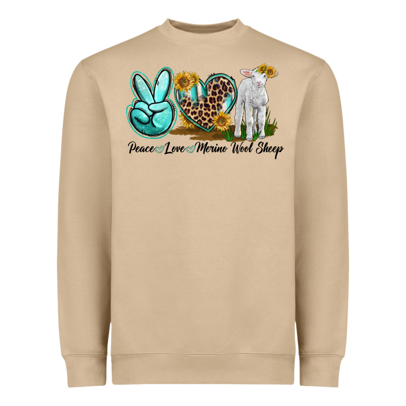 Peace Love Merino Wool Sheep Heavyweight Sweatshirt by LillyAllenDesigns | Teevron