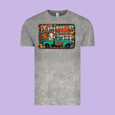 Merry Christmas Farm Truck Vintage Tee Designed By Jasminsmagicworld