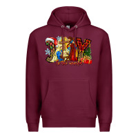 Burgundy Joy To The World Premium Hoodie - CowhideDigitalArt
