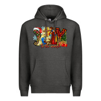 Charcoal Heather Joy To The World Premium Hoodie - CowhideDigitalArt