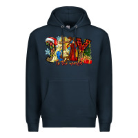 Navy Joy To The World Premium Hoodie - CowhideDigitalArt