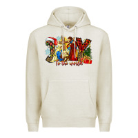 Oatmeal Heather Joy To The World Premium Hoodie - CowhideDigitalArt