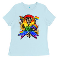 Baby Blue Pride ribbon Ladies Tee - NancyCooperArtShop