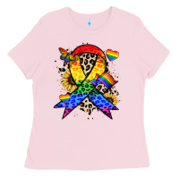 Bubblegum Pink Pride ribbon Ladies Tee - NancyCooperArtShop