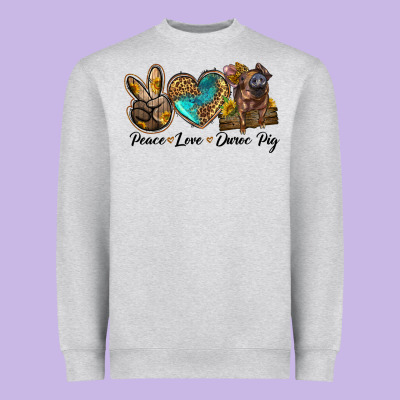 Peace Love Duroc Pig Heavyweight Sweatshirt Designed By Lillyallendesigns