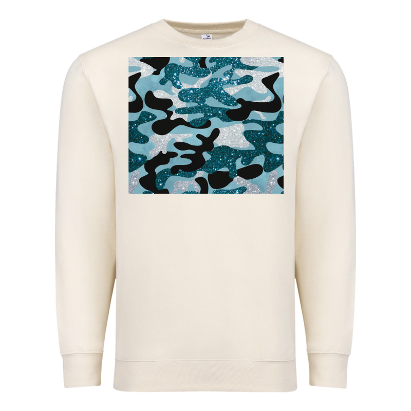 Blue Camouflage Glitter Premium Sweatshirt by BarkalooDesign | Teevron