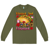 Army Green Blessed and taco obsessed Mexico Long Sleeve Tee - FaDigitalArtStudio