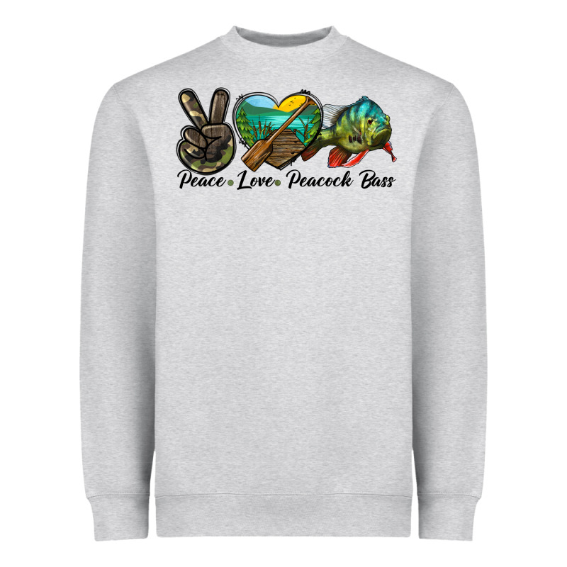 Peace Love Peacock Bass Heavyweight Sweatshirt by LillyAllenDesigns | Teevron