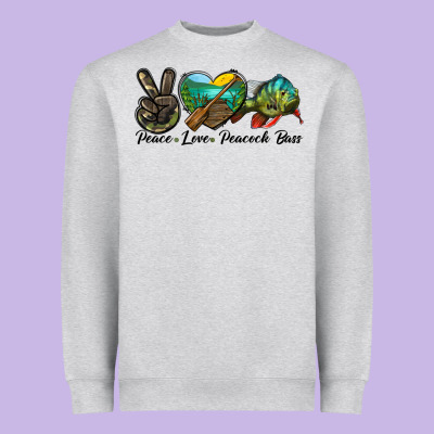 Peace Love Peacock Bass Heavyweight Sweatshirt Designed By Lillyallendesigns