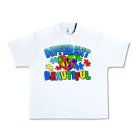 White Different is beautiful Autism Urban Heavy Tee - CowGirlArtShop