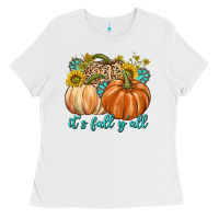 White It's Fall Y'all Ladies Tee - texasbilliewilder