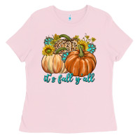 Bubblegum Pink It's Fall Y'all Ladies Tee - texasbilliewilder