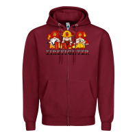 Burgundy firefighter gnomes Zipper Hoodie - Artiststas