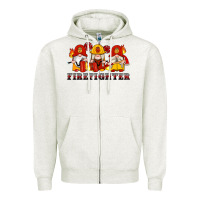 Oatmeal Heather firefighter gnomes Zipper Hoodie - Artiststas