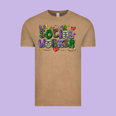Social Worker Mardi Gras Cowgirl Vintage Tee Designed By Cowgirlartshop