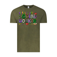 Vintage Olive social worker mardi gras cowgirl Vintage Tee - CowGirlArtShop