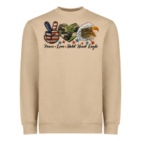 Mushroom peace love bald head eagle Heavyweight Sweatshirt - LillyAllenDesigns