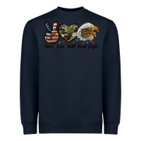 Navy peace love bald head eagle Heavyweight Sweatshirt - LillyAllenDesigns