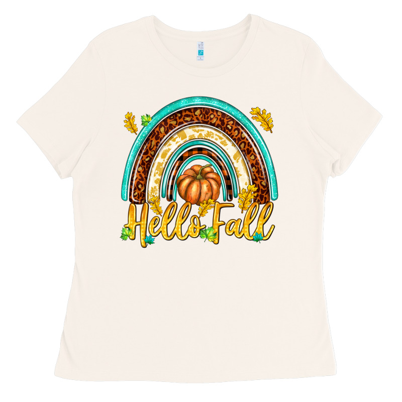 Hello Fall With Rainbow Ladies Tee by texasbilliewilder | Teevron