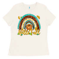 Bone Hello Fall with Rainbow Ladies Tee - texasbilliewilder