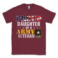 Burgundy proud daughter of a army veteran american flag military gift Classic Tee - longCreatives