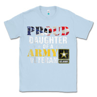 Dusty Blue proud daughter of a army veteran american flag military gift Classic Tee - longCreatives