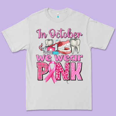 In October We Wear Pink Breast Cancer Awareness Premium Tee Designed By Texasbilliewilder