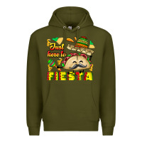 Army Green Just Here To Fiesta Premium Hoodie - CowhideDigitalArt