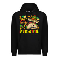 Black Just Here To Fiesta Premium Hoodie - CowhideDigitalArt
