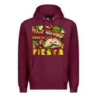 Burgundy Just Here To Fiesta Premium Hoodie - CowhideDigitalArt
