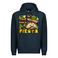 Navy Just Here To Fiesta Premium Hoodie - CowhideDigitalArt