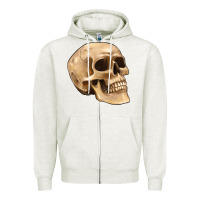 Oatmeal Heather skull Zipper Hoodie - Artiststas