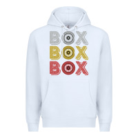 White Vintage Retro Box Box Box Formula Racing Premium Hoodie - longCreatives