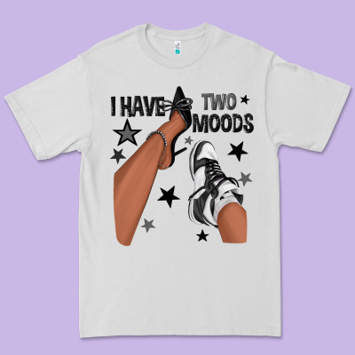 I Have Two Moods Black Sneakers Afro Girl Premium Tee Designed By Texasbilliewilder
